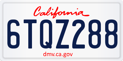 CA license plate 6TQZ288