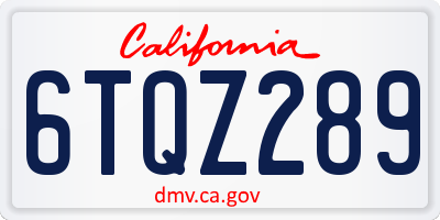 CA license plate 6TQZ289