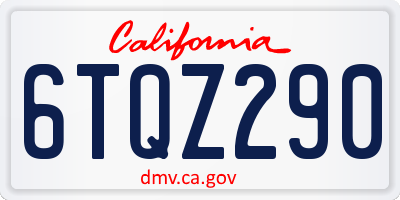 CA license plate 6TQZ290