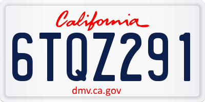 CA license plate 6TQZ291