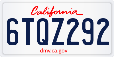 CA license plate 6TQZ292