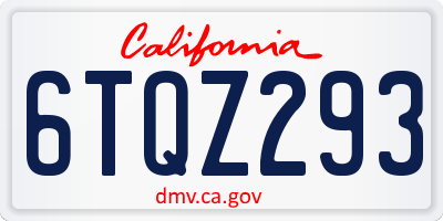 CA license plate 6TQZ293