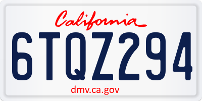 CA license plate 6TQZ294