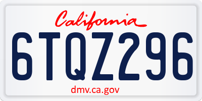 CA license plate 6TQZ296