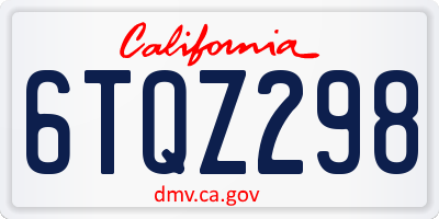 CA license plate 6TQZ298