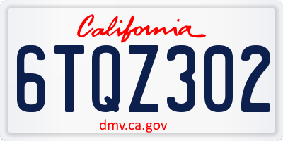 CA license plate 6TQZ302
