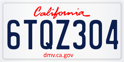 CA license plate 6TQZ304