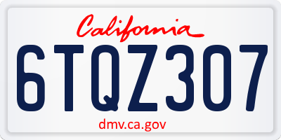 CA license plate 6TQZ307