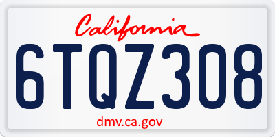 CA license plate 6TQZ308