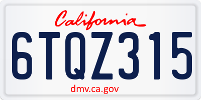 CA license plate 6TQZ315