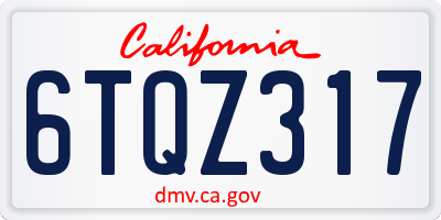 CA license plate 6TQZ317