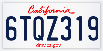 CA license plate 6TQZ319