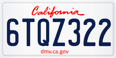 CA license plate 6TQZ322