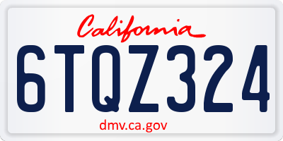 CA license plate 6TQZ324