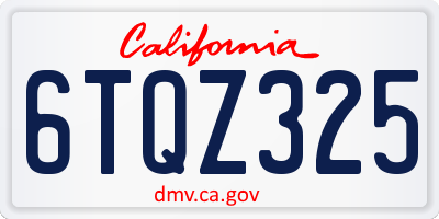 CA license plate 6TQZ325