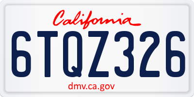CA license plate 6TQZ326