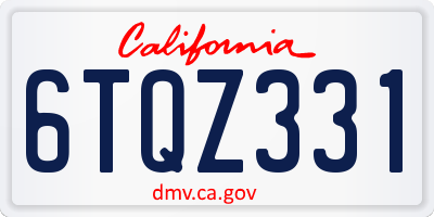 CA license plate 6TQZ331