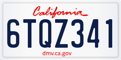 CA license plate 6TQZ341