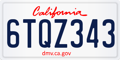 CA license plate 6TQZ343