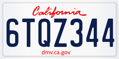 CA license plate 6TQZ344