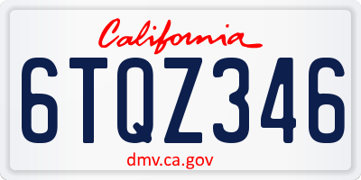 CA license plate 6TQZ346