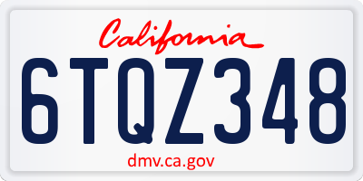 CA license plate 6TQZ348