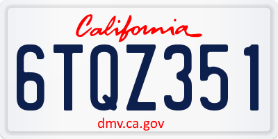 CA license plate 6TQZ351