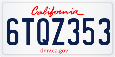 CA license plate 6TQZ353