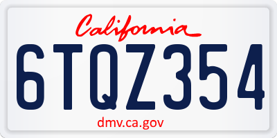 CA license plate 6TQZ354