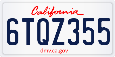 CA license plate 6TQZ355