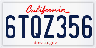 CA license plate 6TQZ356