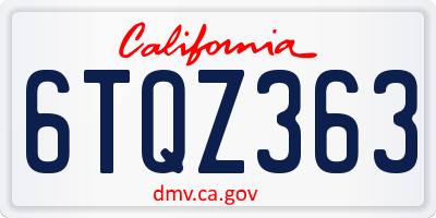 CA license plate 6TQZ363