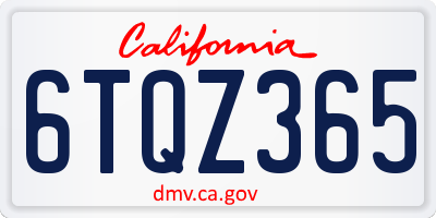 CA license plate 6TQZ365