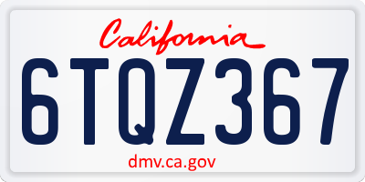 CA license plate 6TQZ367