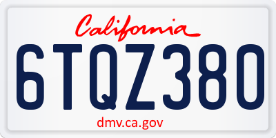 CA license plate 6TQZ380