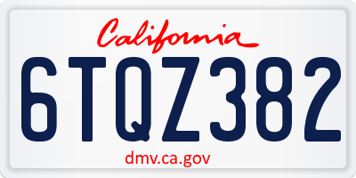 CA license plate 6TQZ382