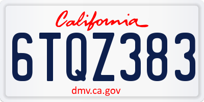 CA license plate 6TQZ383