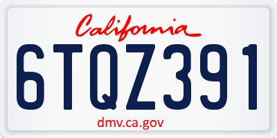 CA license plate 6TQZ391
