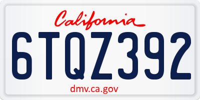 CA license plate 6TQZ392