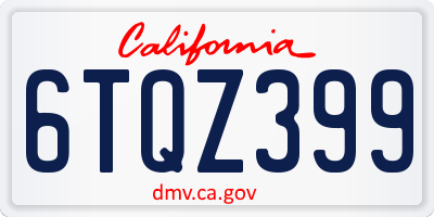 CA license plate 6TQZ399