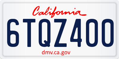 CA license plate 6TQZ400