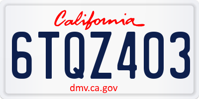 CA license plate 6TQZ403