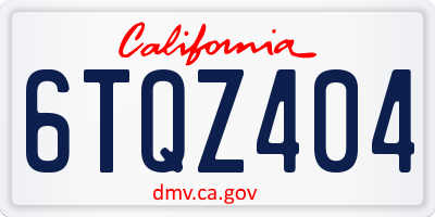 CA license plate 6TQZ404