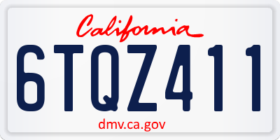 CA license plate 6TQZ411