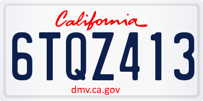 CA license plate 6TQZ413