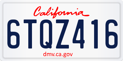 CA license plate 6TQZ416