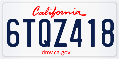 CA license plate 6TQZ418