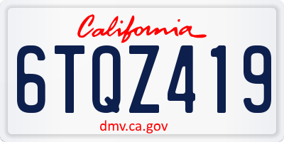 CA license plate 6TQZ419