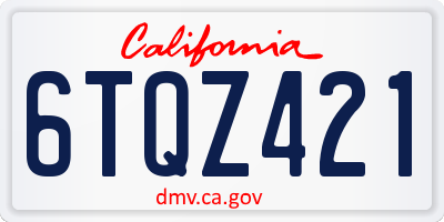 CA license plate 6TQZ421