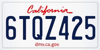 CA license plate 6TQZ425